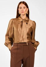 Aaiko Veronne Tie Blouse Bison Brown