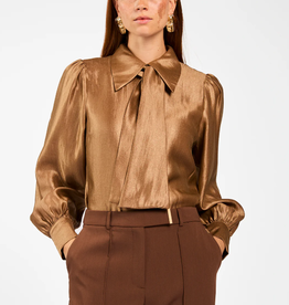 Aaiko Veronne Tie Blouse Bison Brown