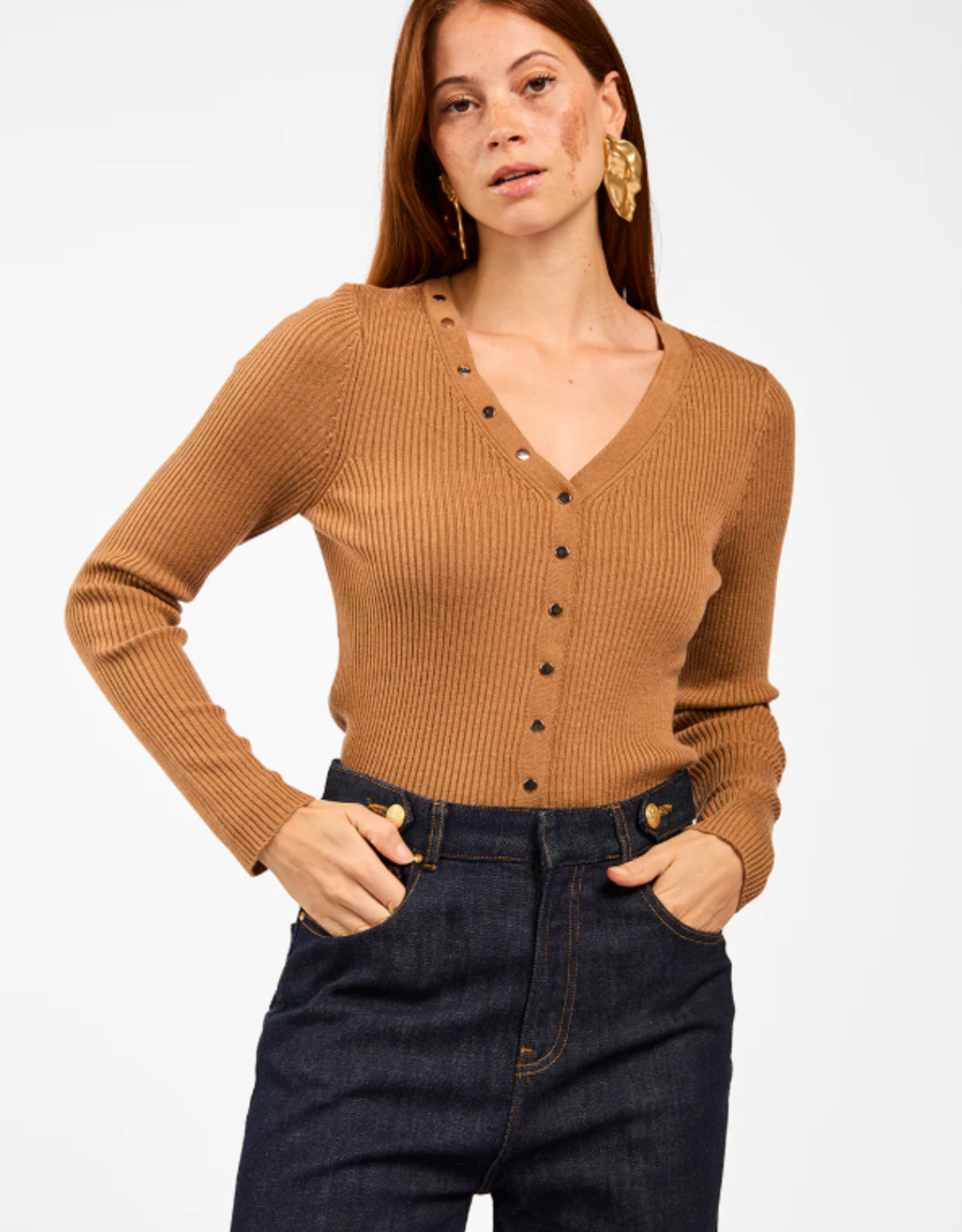 Aaiko Amalia Cardigan Bison Brown