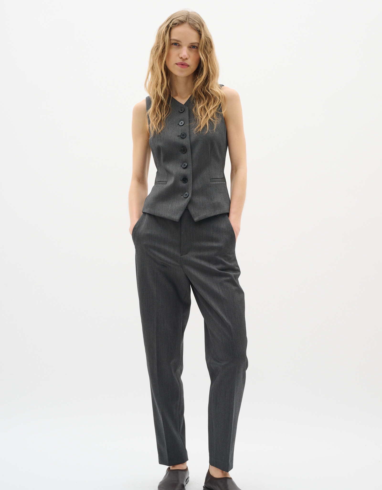 InWear Brunilda Tapered Pant Dark Grey Melange