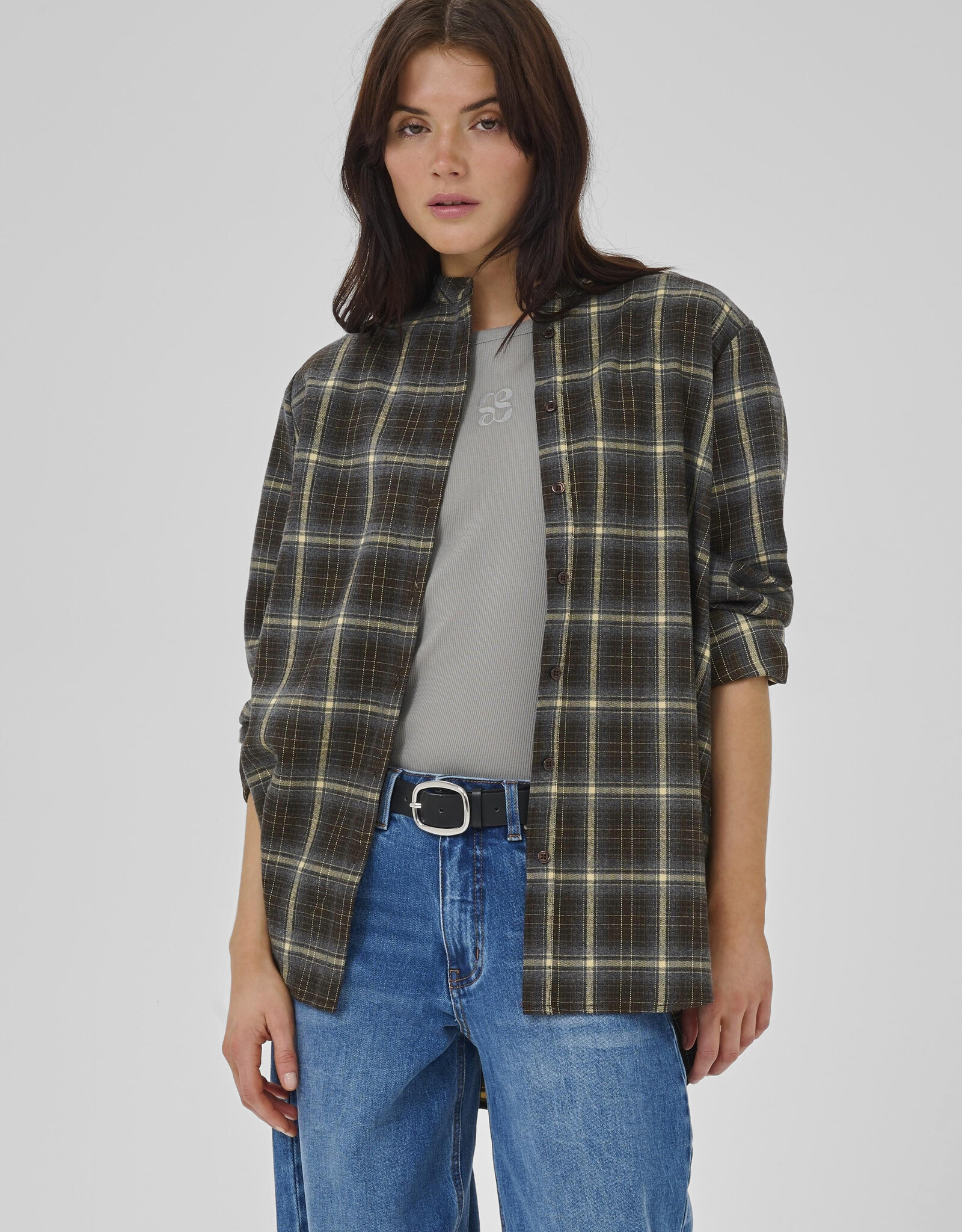 My Essential Wardrobe Marly Shirt Espresso Check