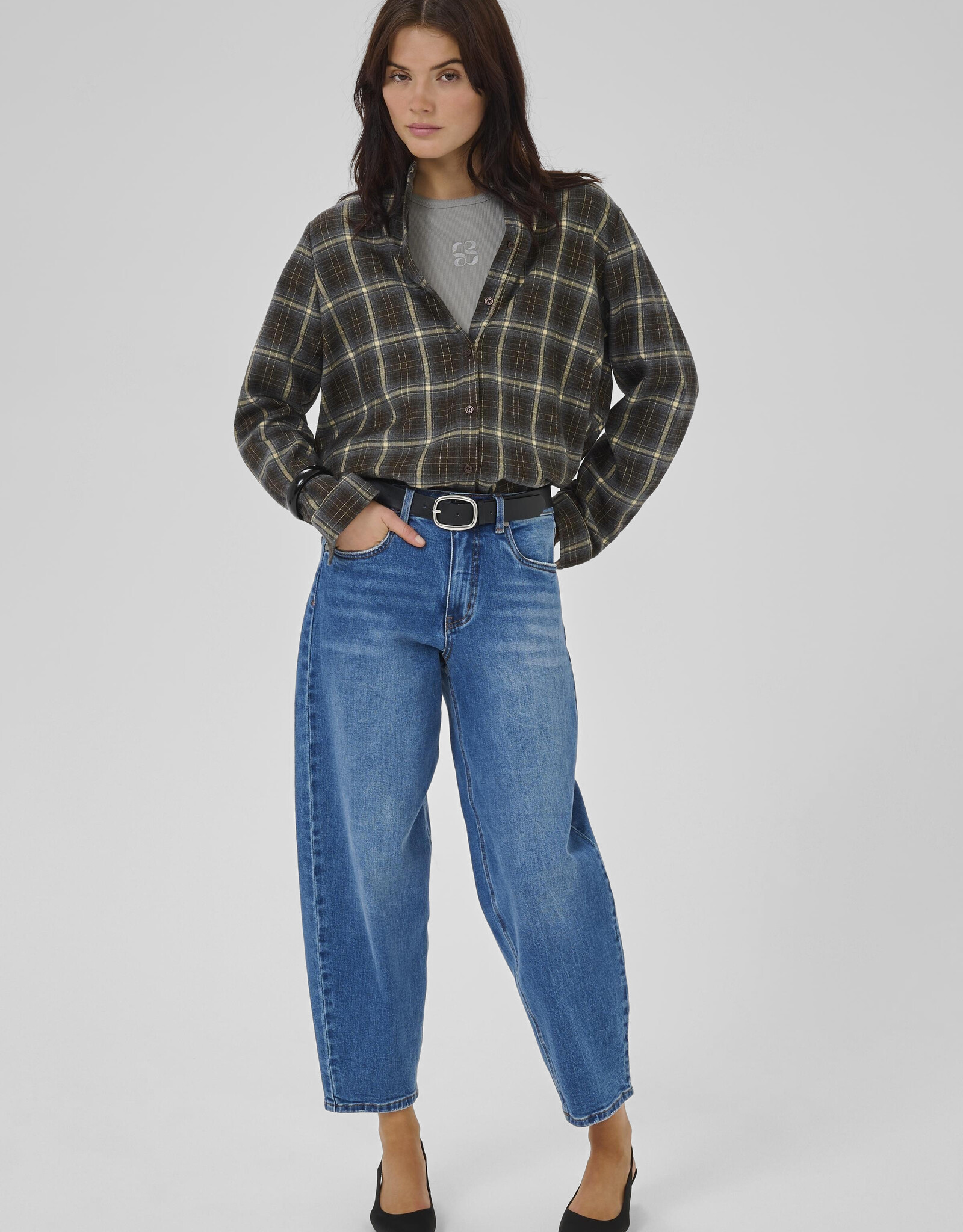 My Essential Wardrobe Marly Shirt Espresso Check