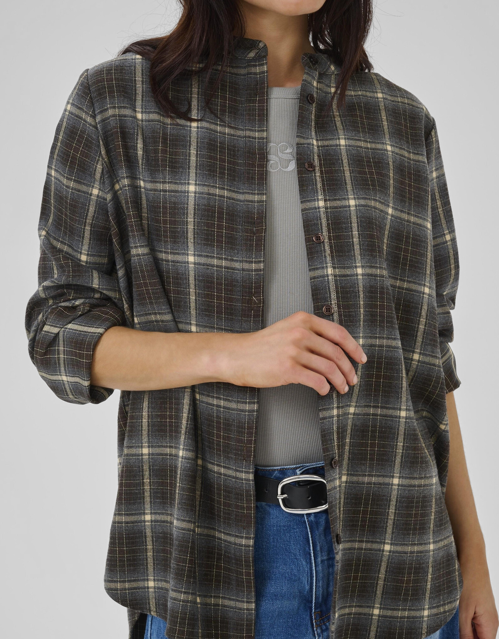 My Essential Wardrobe Marly Shirt Espresso Check