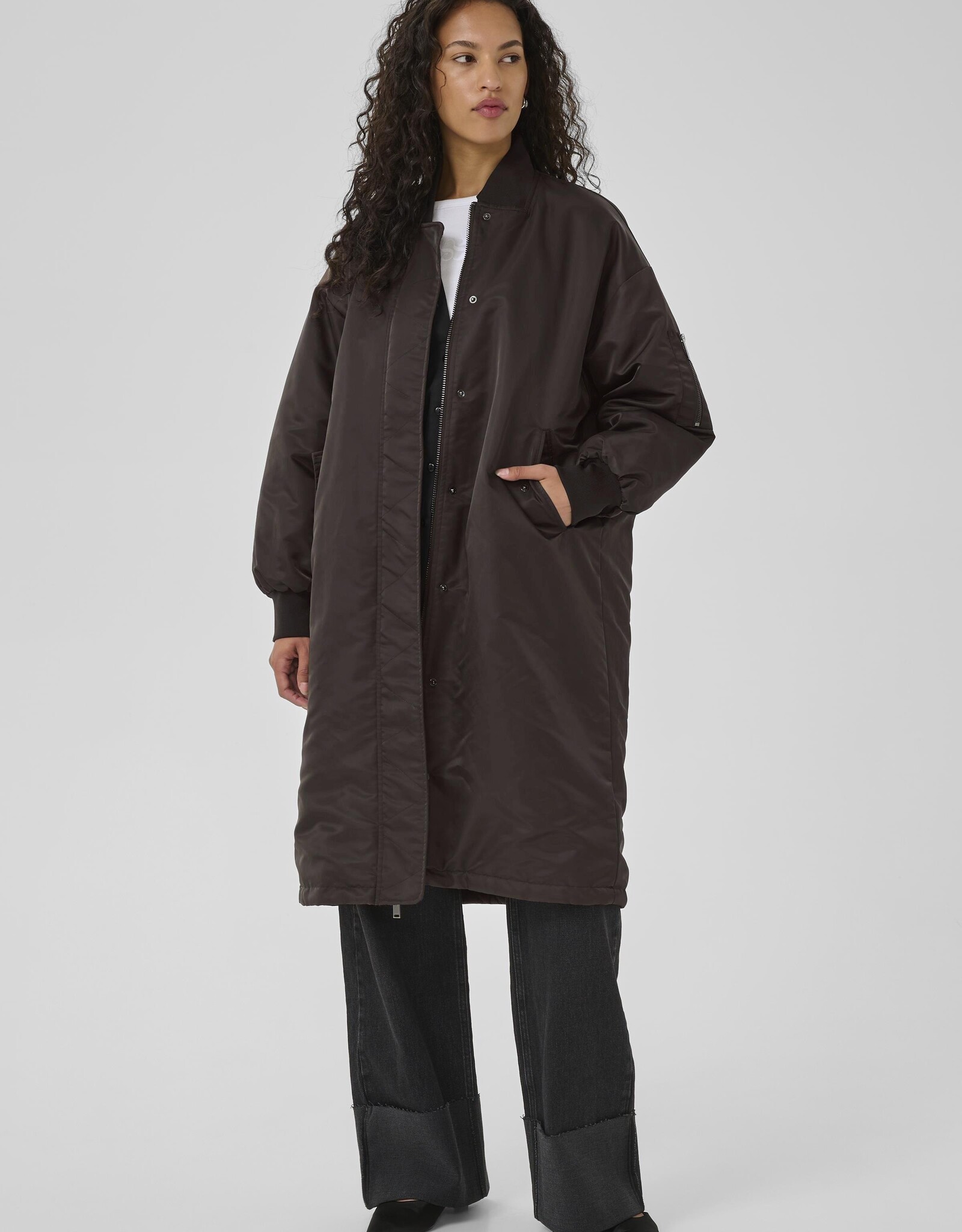 My Essential Wardrobe Helga Reversable Long Jacket Espresso