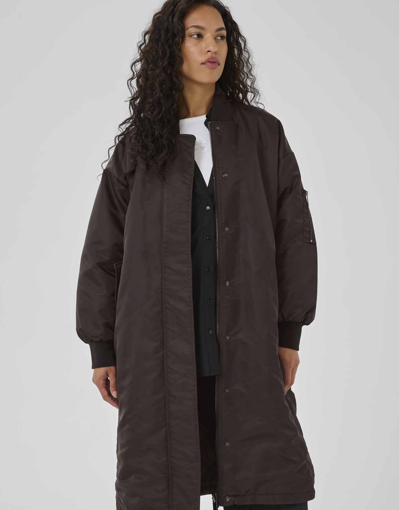 My Essential Wardrobe Helga Reversable Long Jacket Espresso