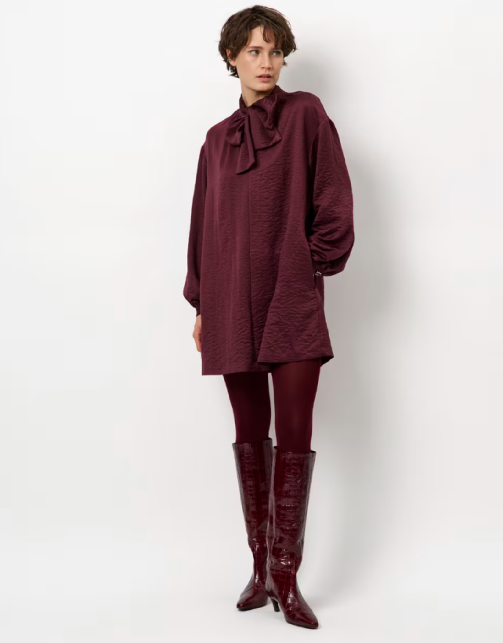 Dante 6 Leigh Pussy Bow Dress Mulberry Red