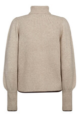 Co'Couture Row Puff Rib Roll Neck Creme