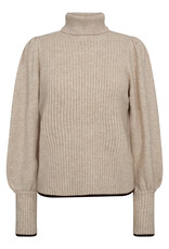 Co'Couture Row Puff Rib Roll Neck Creme