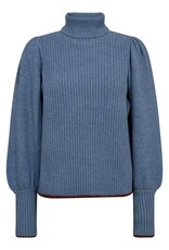 Co'Couture Row Puff Rib Roll Neck Blue