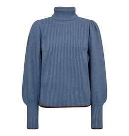 Co'Couture Row Puff Rib Roll Neck Blue