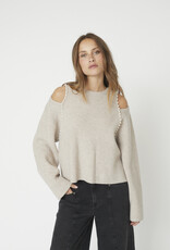 Co'Couture Row Rib Pearl Knit Bone
