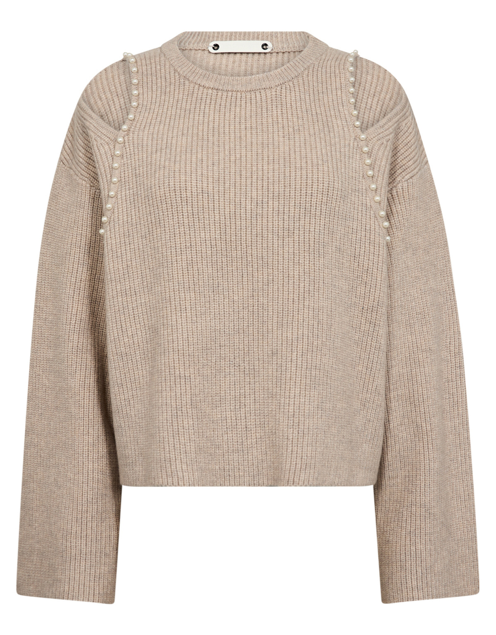 Co'Couture Row Rib Pearl Knit Bone