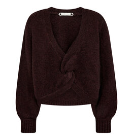 Co'Couture Cozy Twist Back Knit Winered