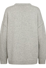 Co'Couture Maja Slit O-Neck Knit Light Grey