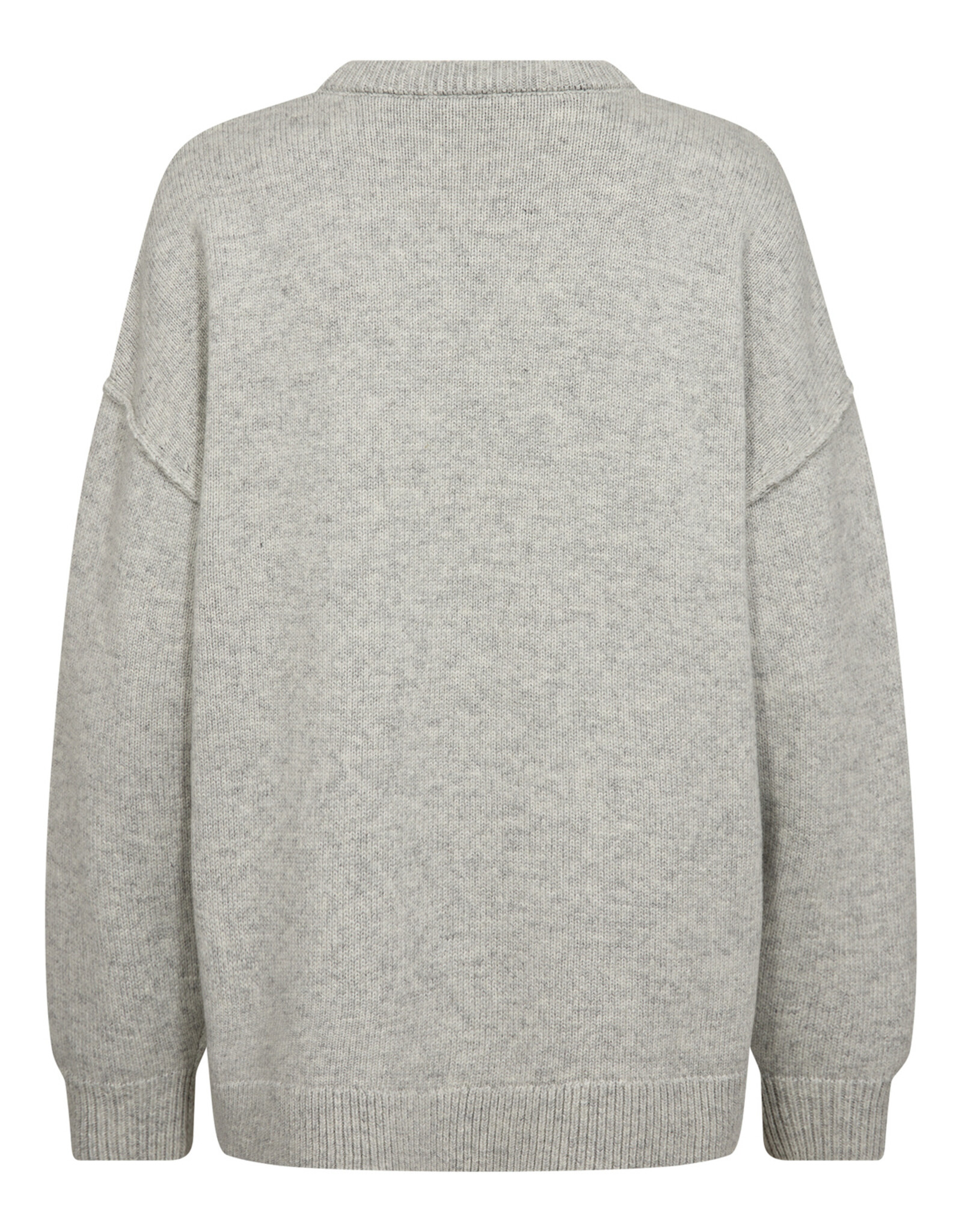 Co'Couture Maja Slit O-Neck Knit Light Grey