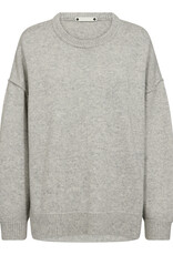Co'Couture Maja Slit O-Neck Knit Light Grey