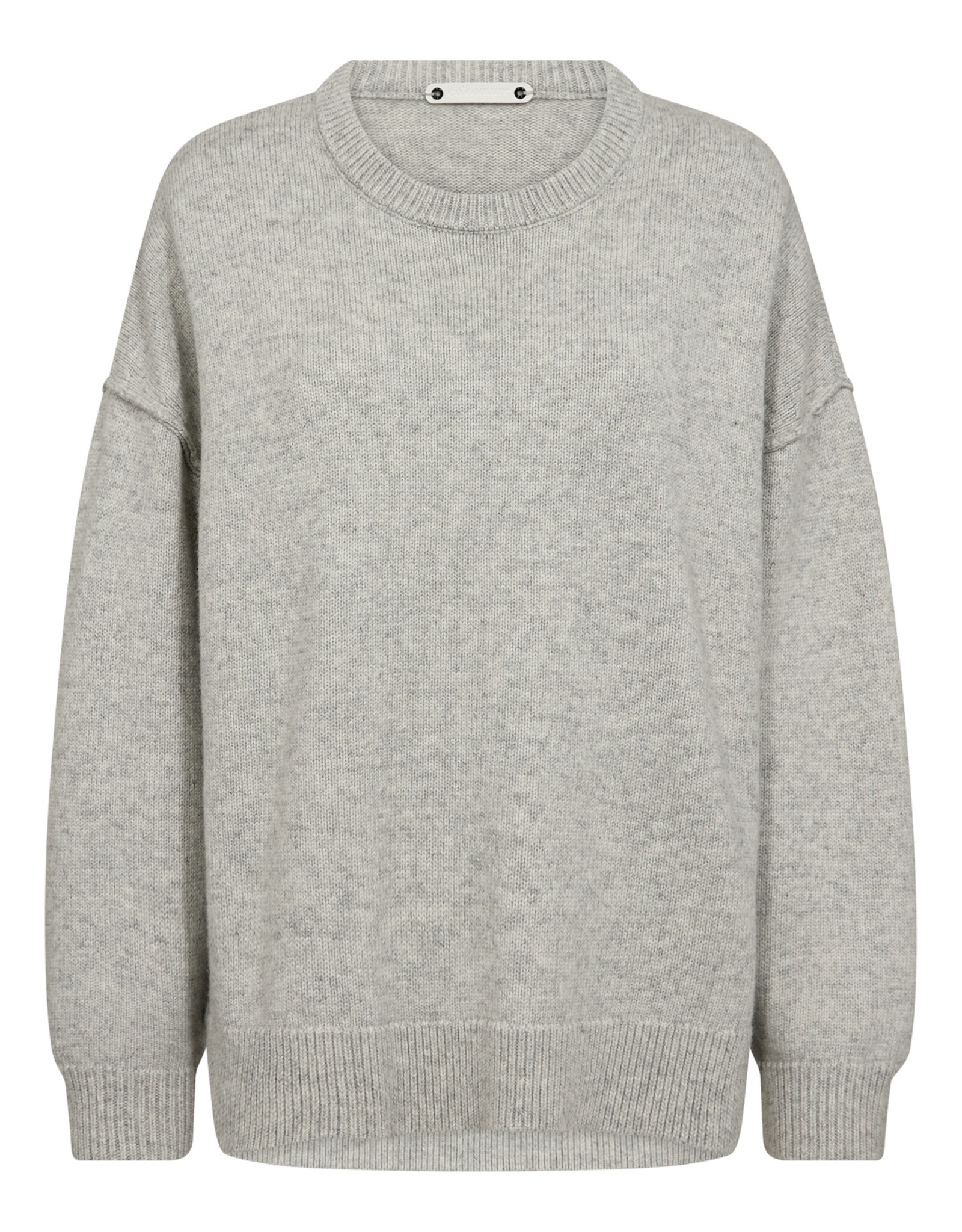 Co'Couture Maja Slit O-Neck Knit Light Grey