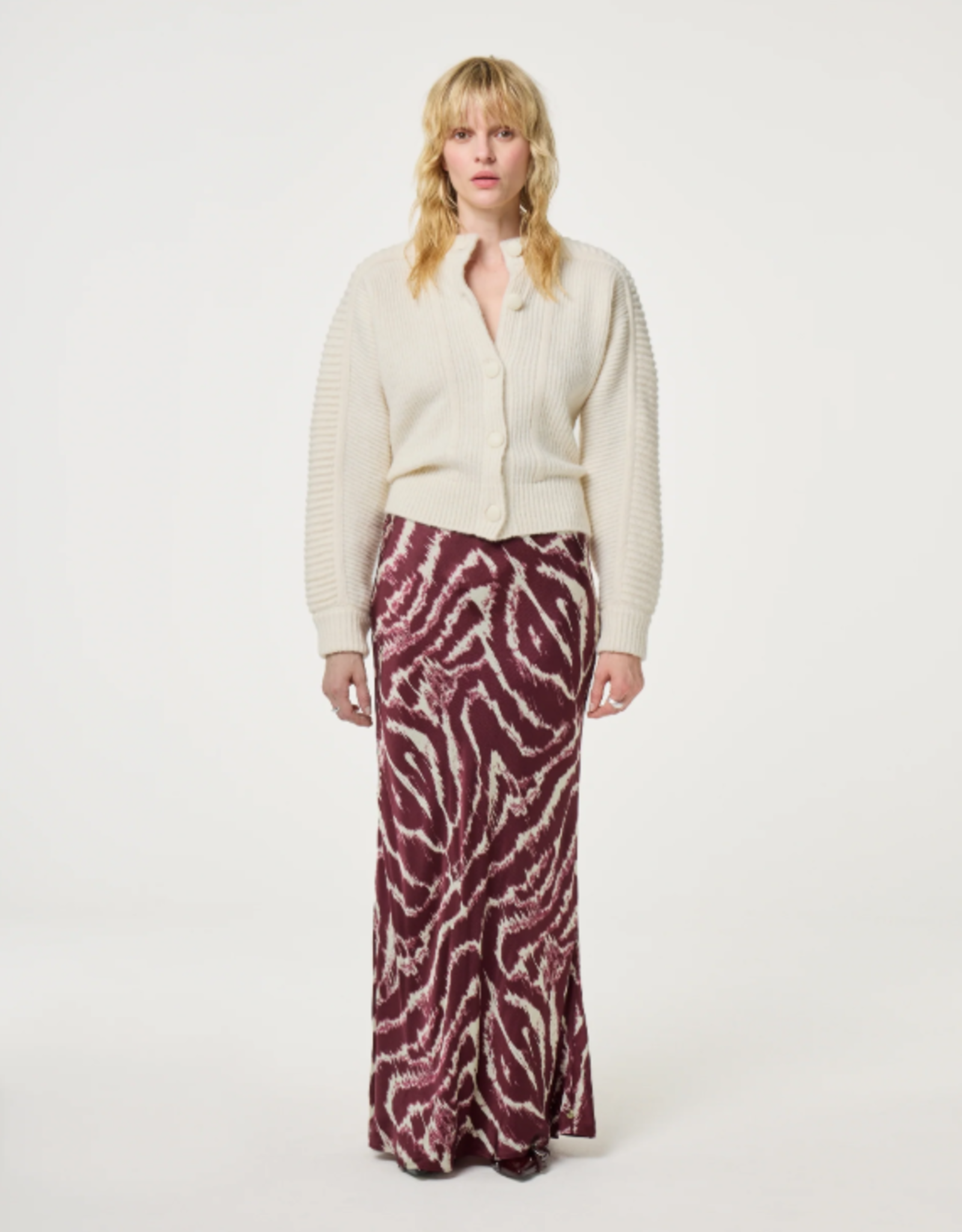 Fabienne Chapot Laurent Maxi Skirt Deep Burgundy Creme