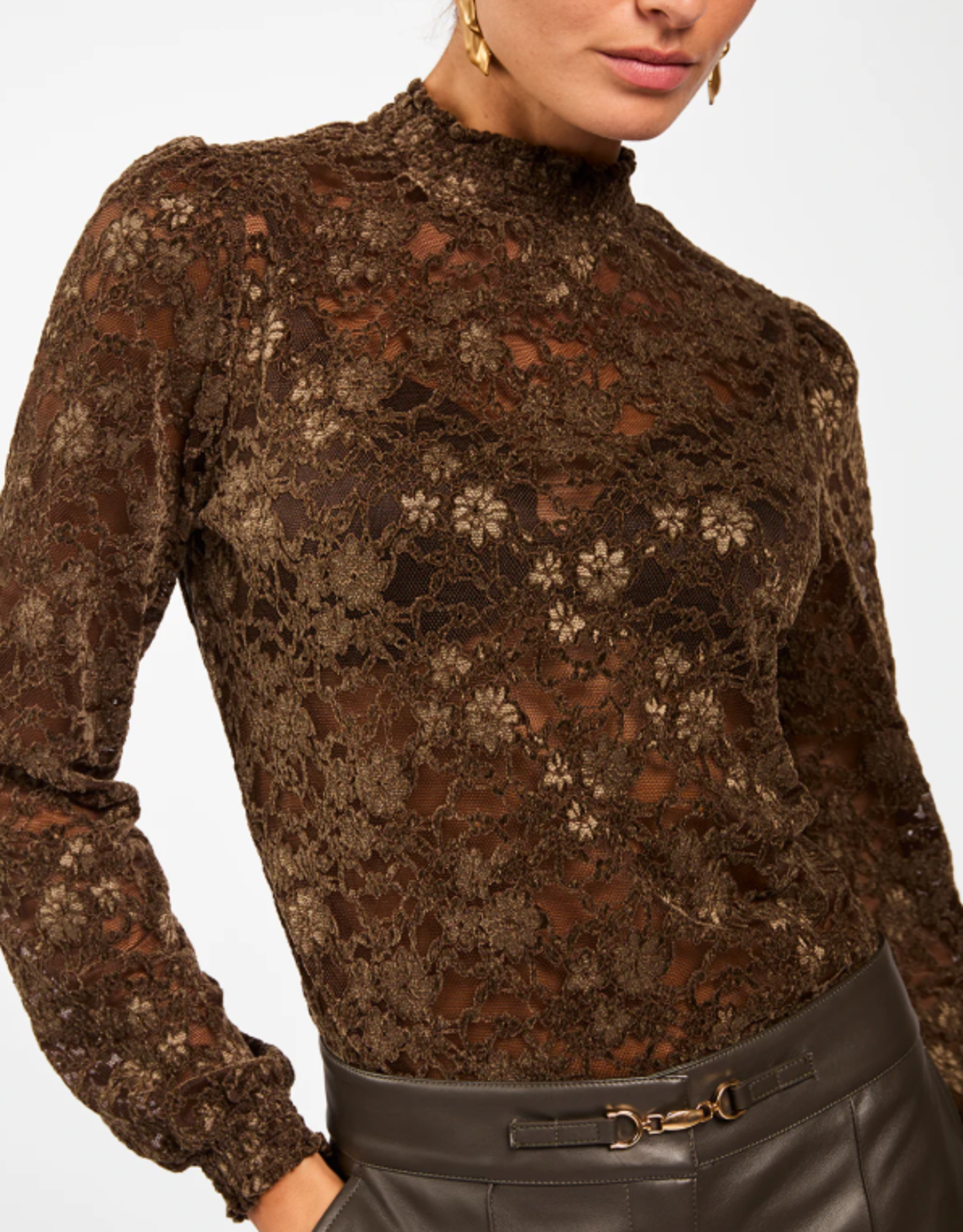 Aaiko Tory Lace Top Cedar Green