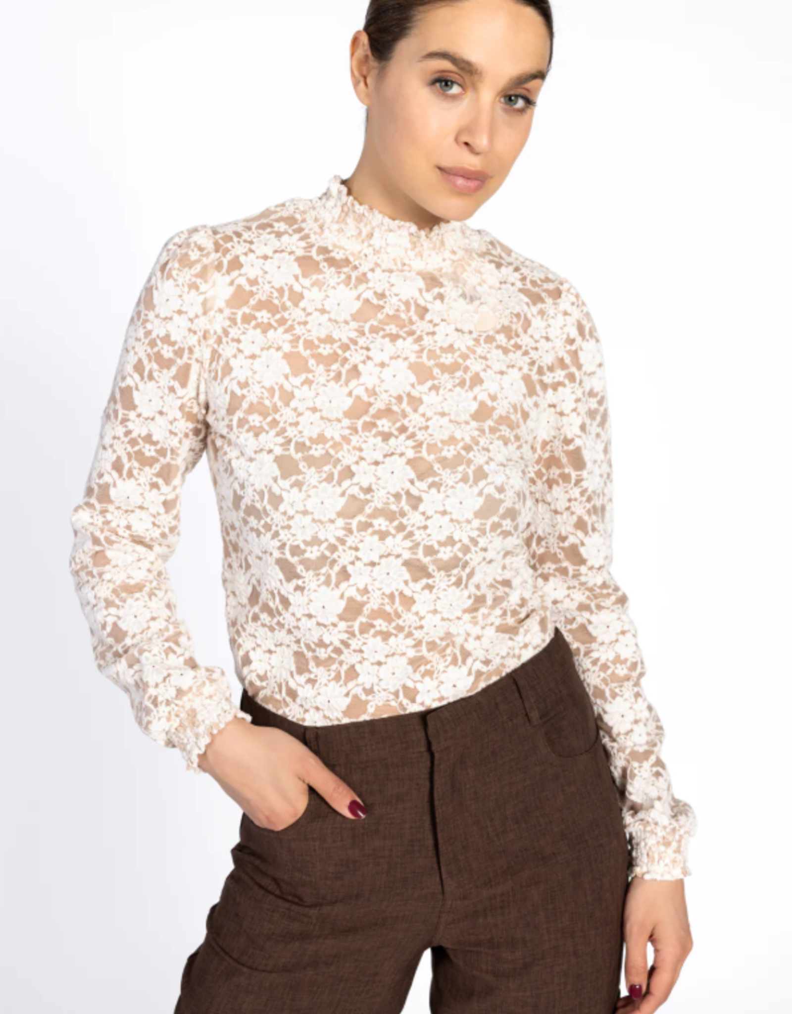 Aaiko Tory Lace Top Cream