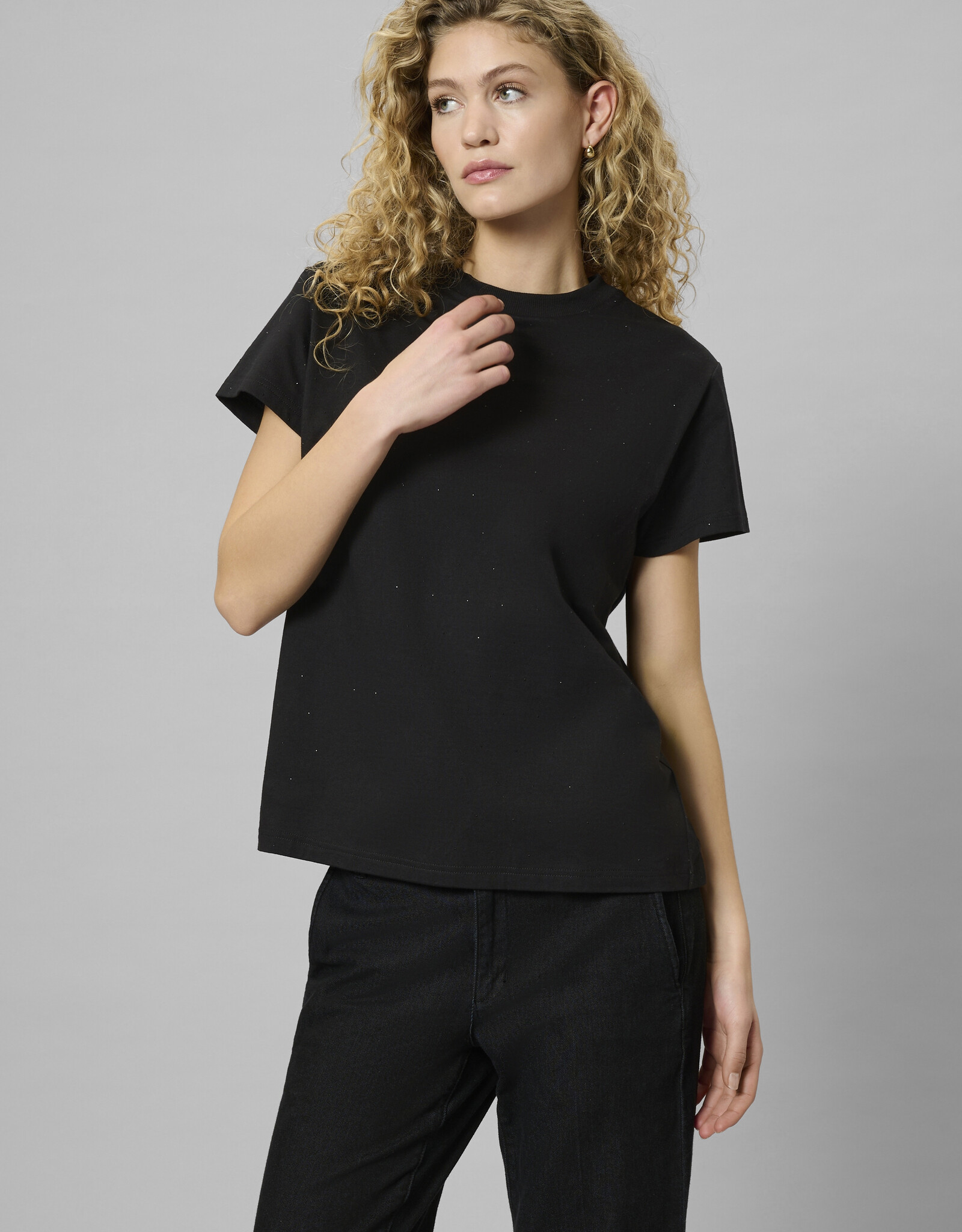 My Essential Wardrobe Hanne Rhinestone Tee Black
