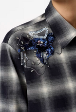 Dante 6 Eason Check Embellished Shirt Nocturnal Blue