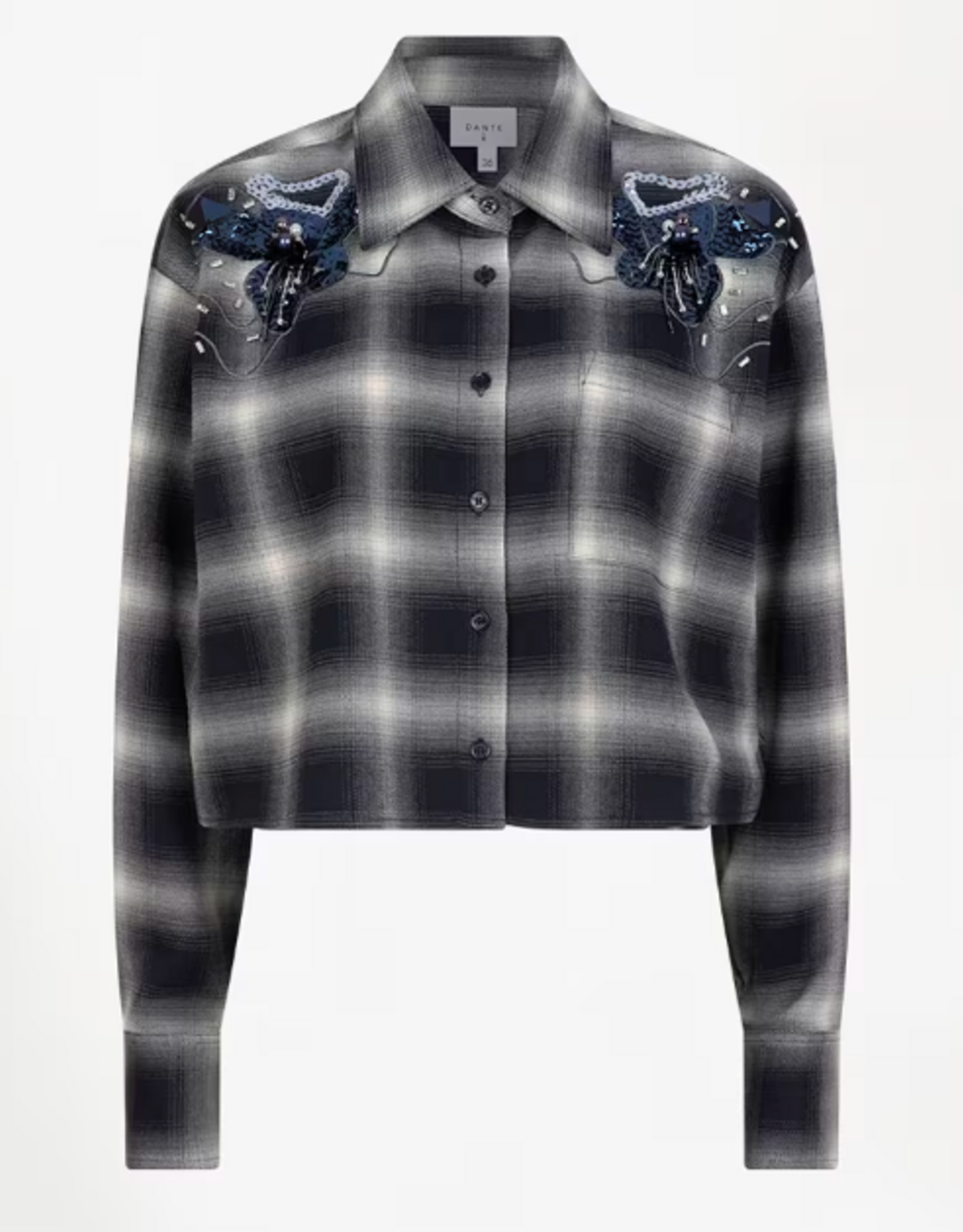 Dante 6 Eason Check Embellished Shirt Nocturnal Blue
