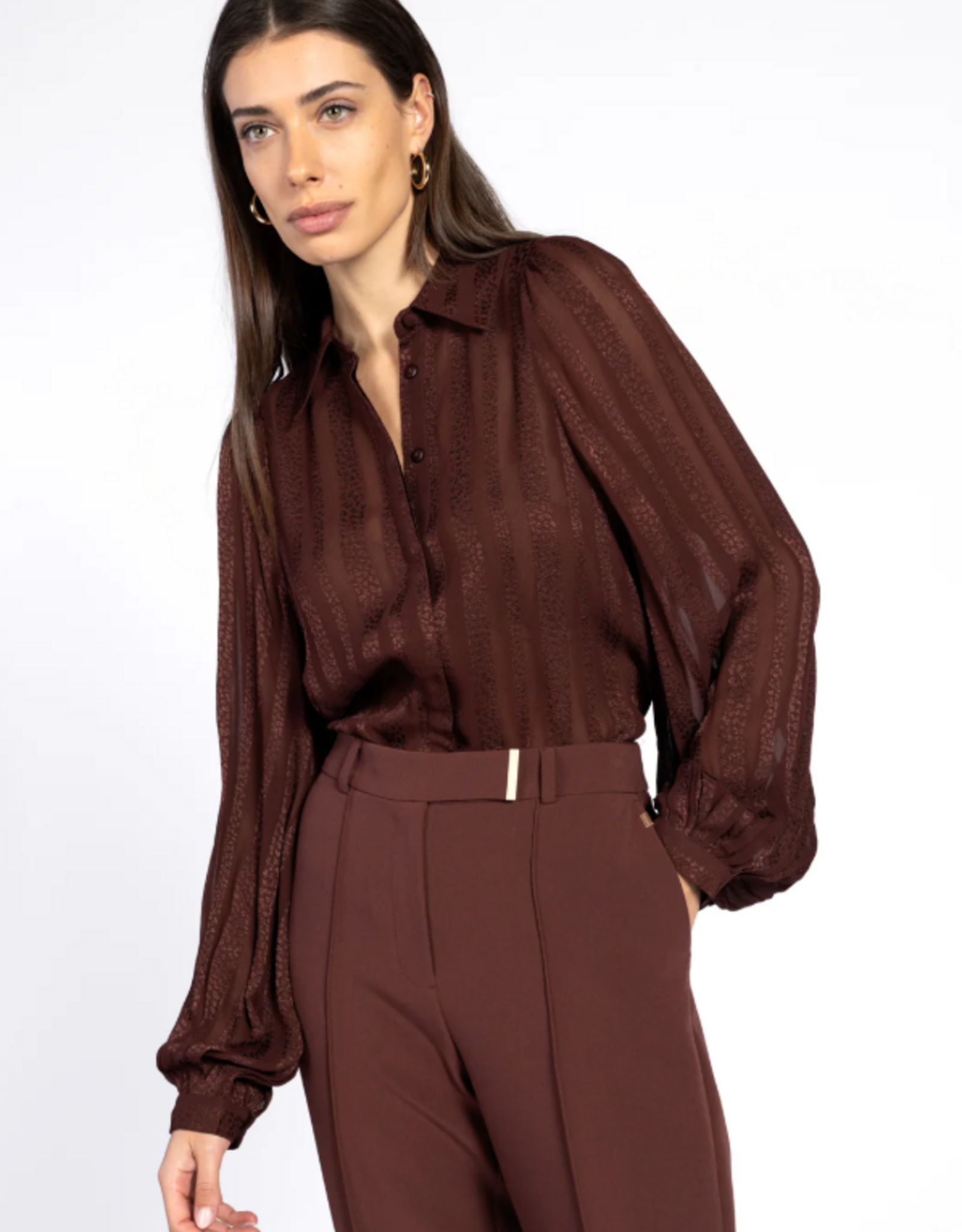 Aaiko Rose Stripe Blouse Spicy Chocolate