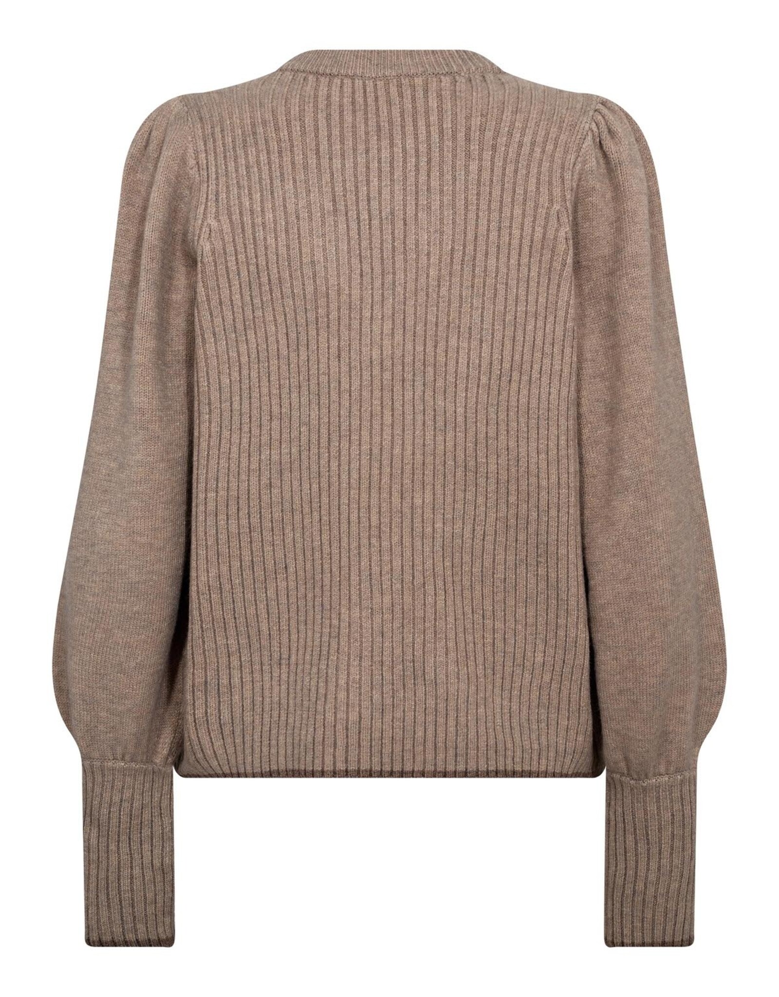 Co'Couture Row Puff Rib V-Knit Champagne