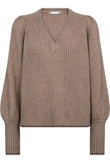 Co'Couture Row Puff Rib V-Knit Champagne