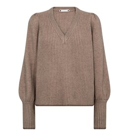 Co'Couture Row Puff Rib V-Knit Champagne