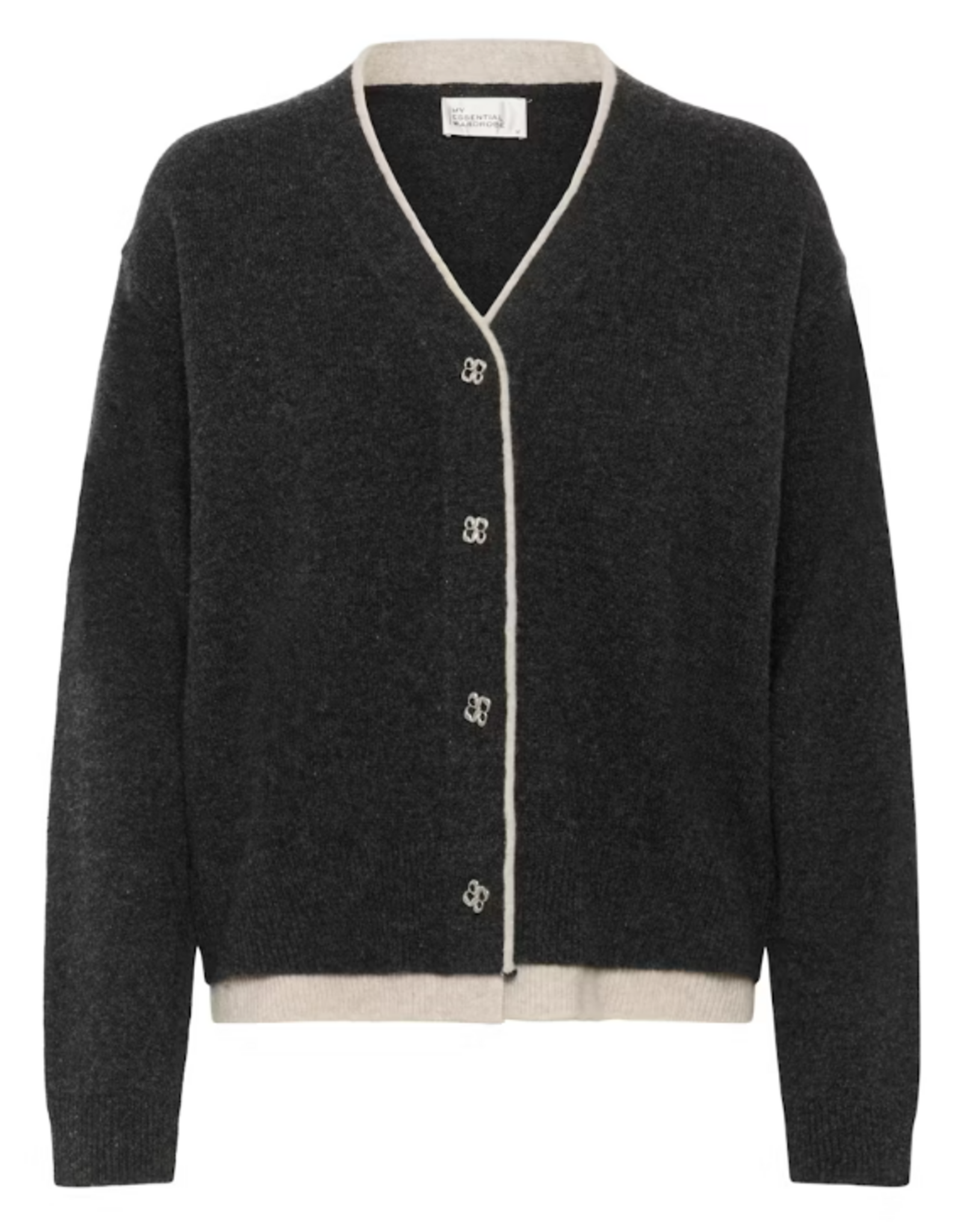 My Essential Wardrobe Tracy Knit Cardigan Dark Grey Melange