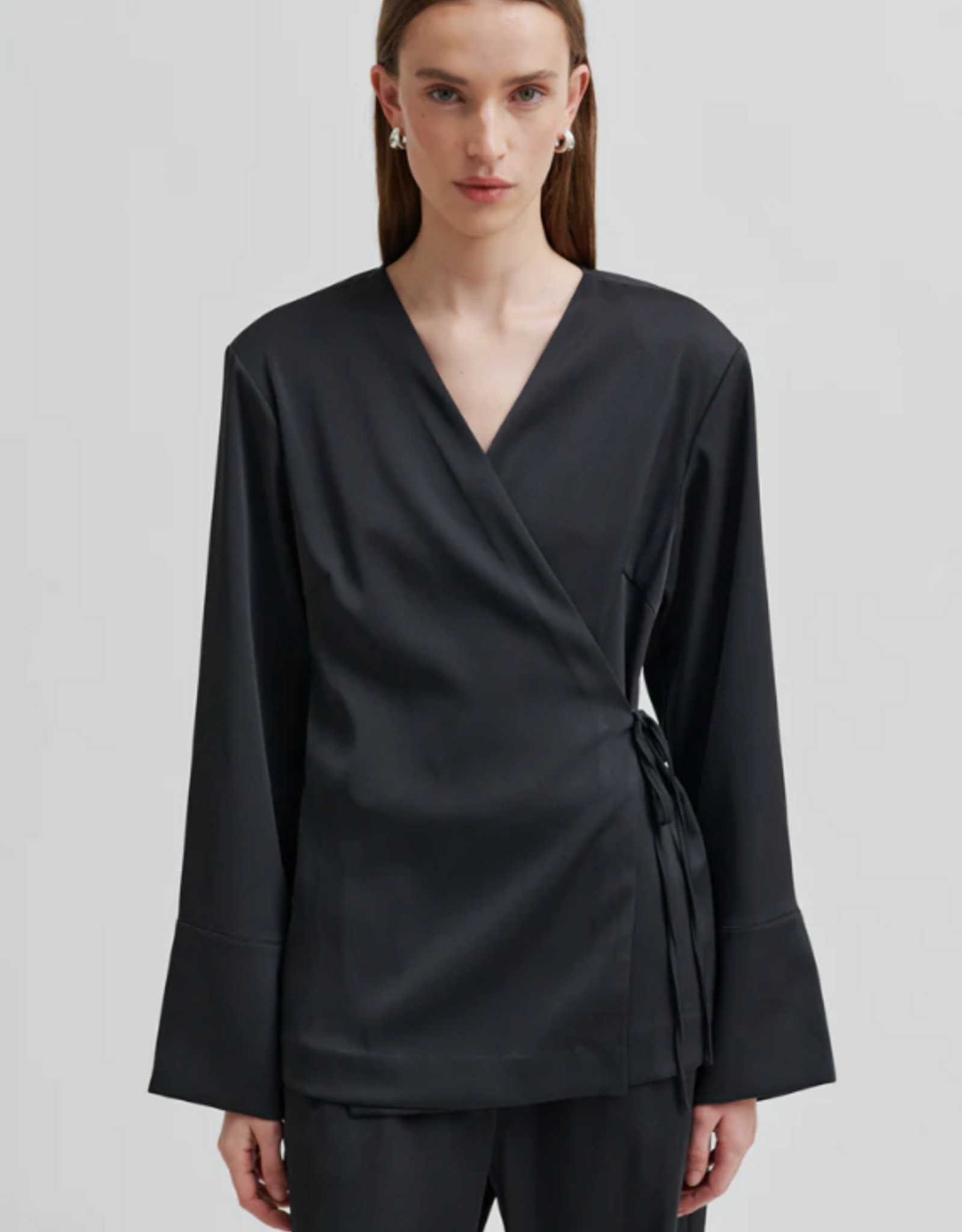 Second Female Glari Wrap Shirt Black Sand