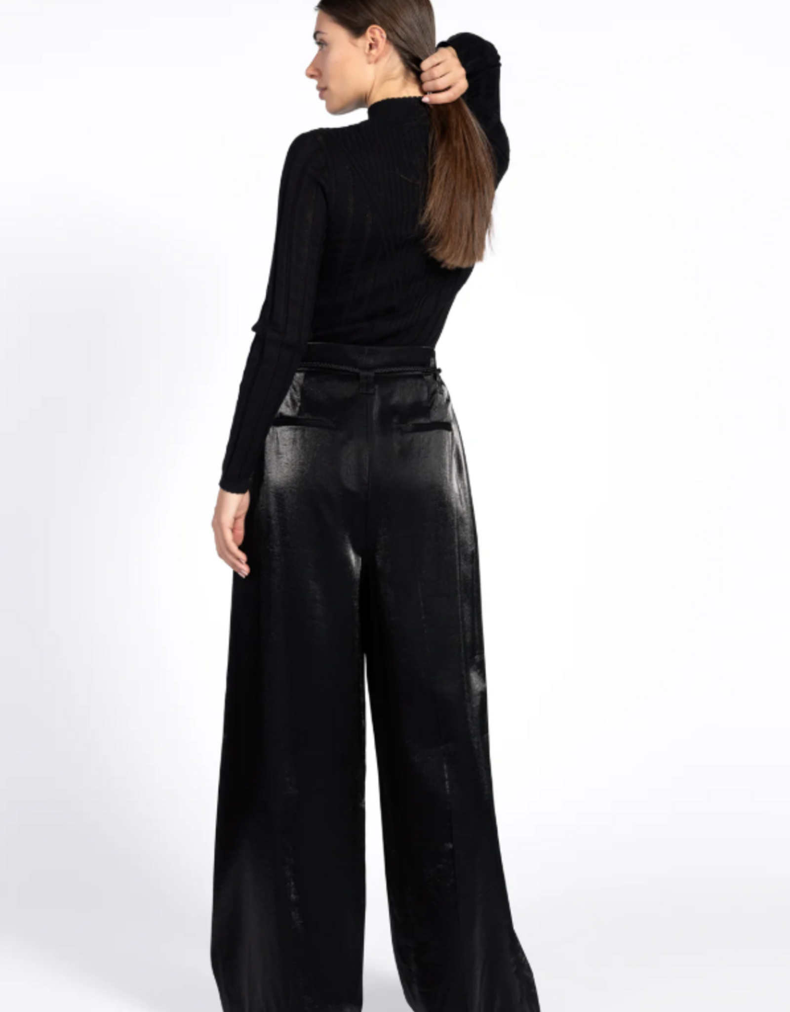 Aaiko Hailey Satin Trousers Black