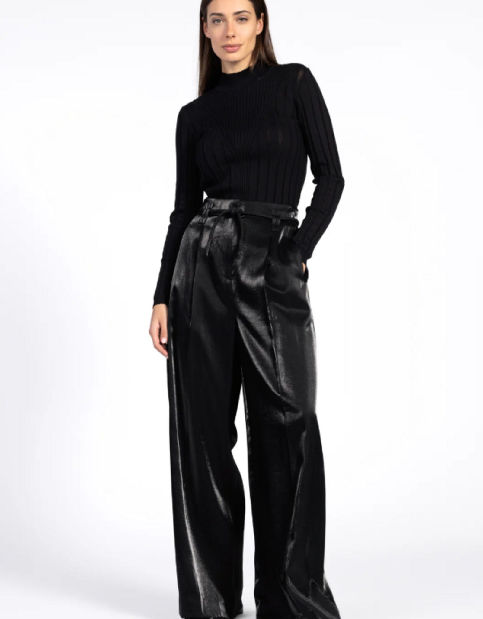 Aaiko Hailey Satin Trousers Black