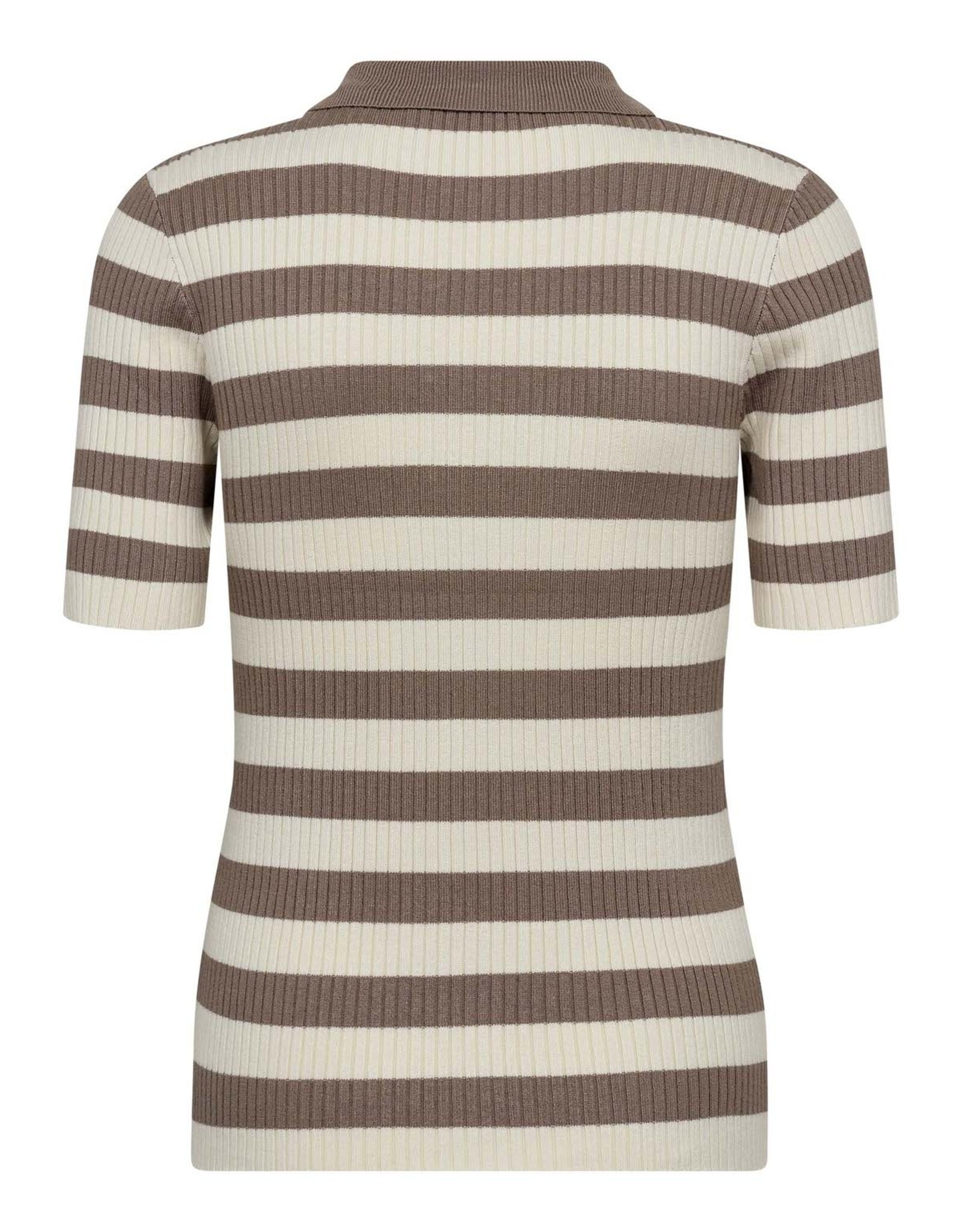 Co'Couture Bonny Stripe S/S Polo Knit Walnut