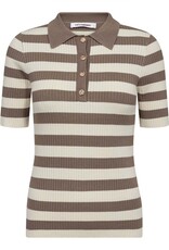 Co'Couture Bonny Stripe S/S Polo Knit Walnut