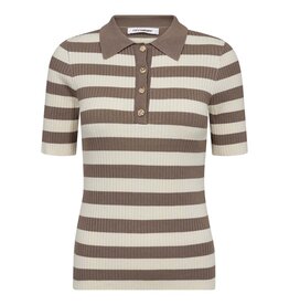 Co'Couture Bonny Stripe S/S Polo Knit Walnut