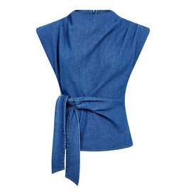 Co'Couture Kimmy Pleat Top Dark Denim