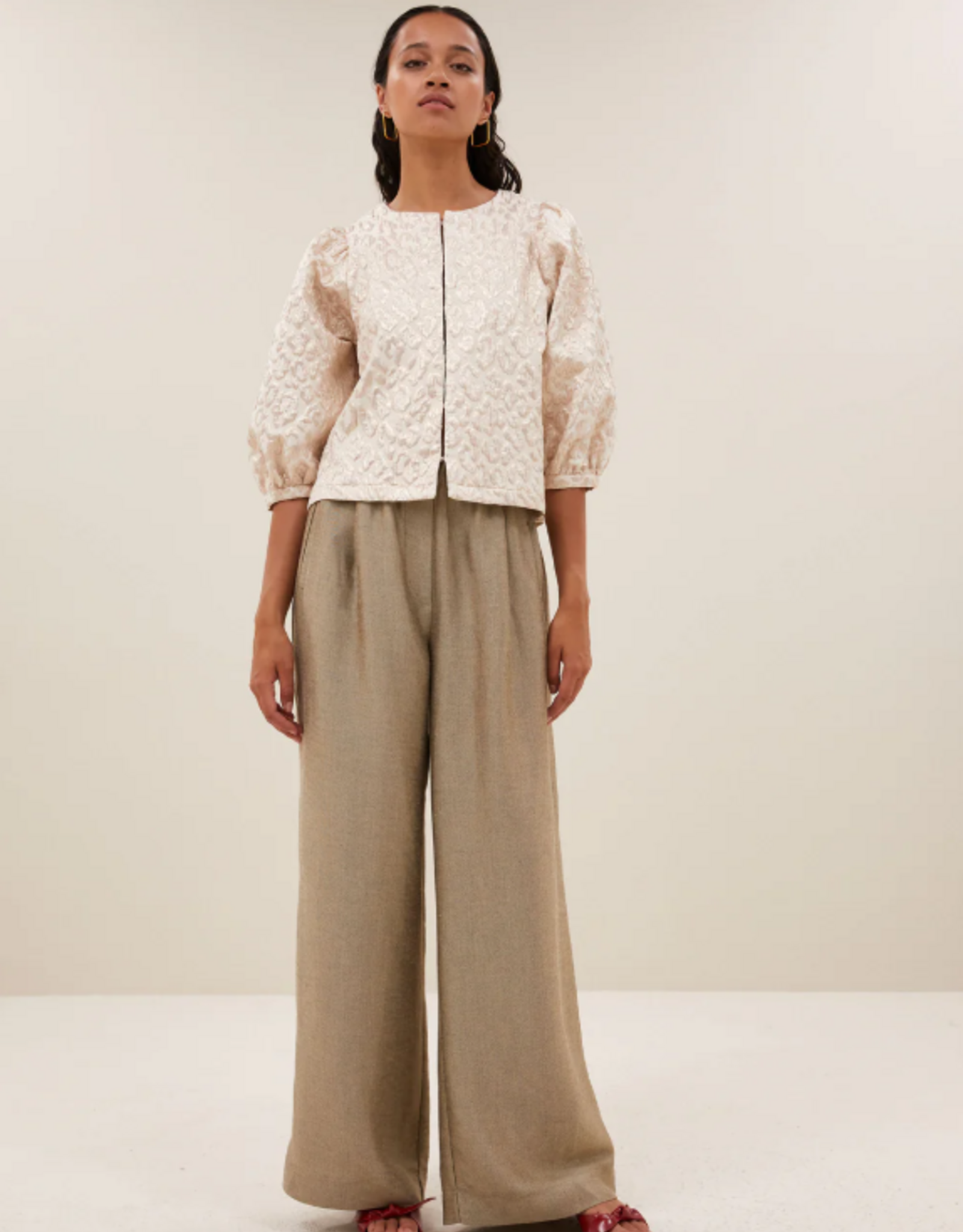 By Bar Mauri Sparkle Cheetah Blouse Champagne