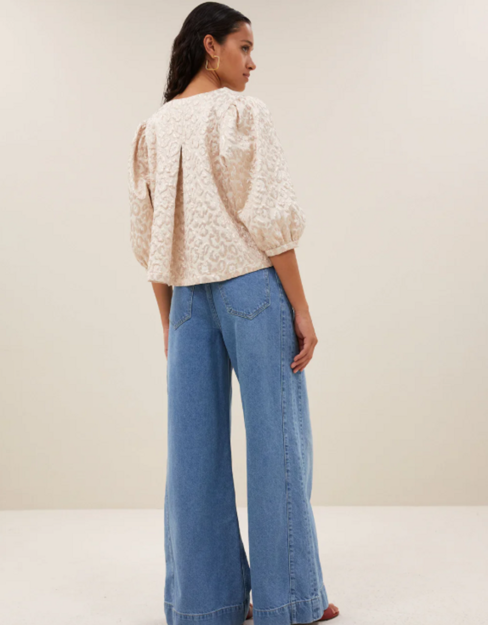 By Bar Mauri Sparkle Cheetah Blouse Champagne