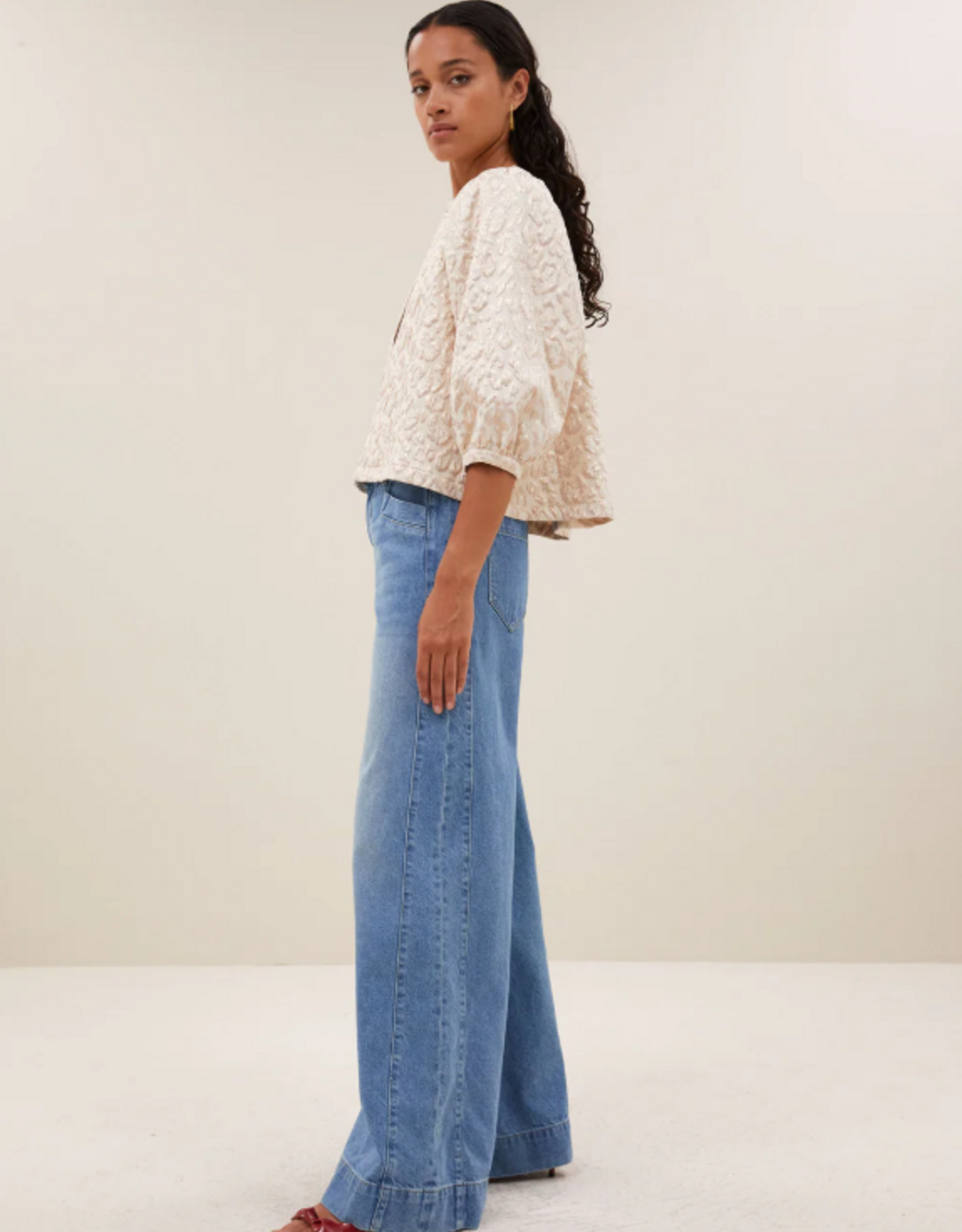 By Bar Mauri Sparkle Cheetah Blouse Champagne