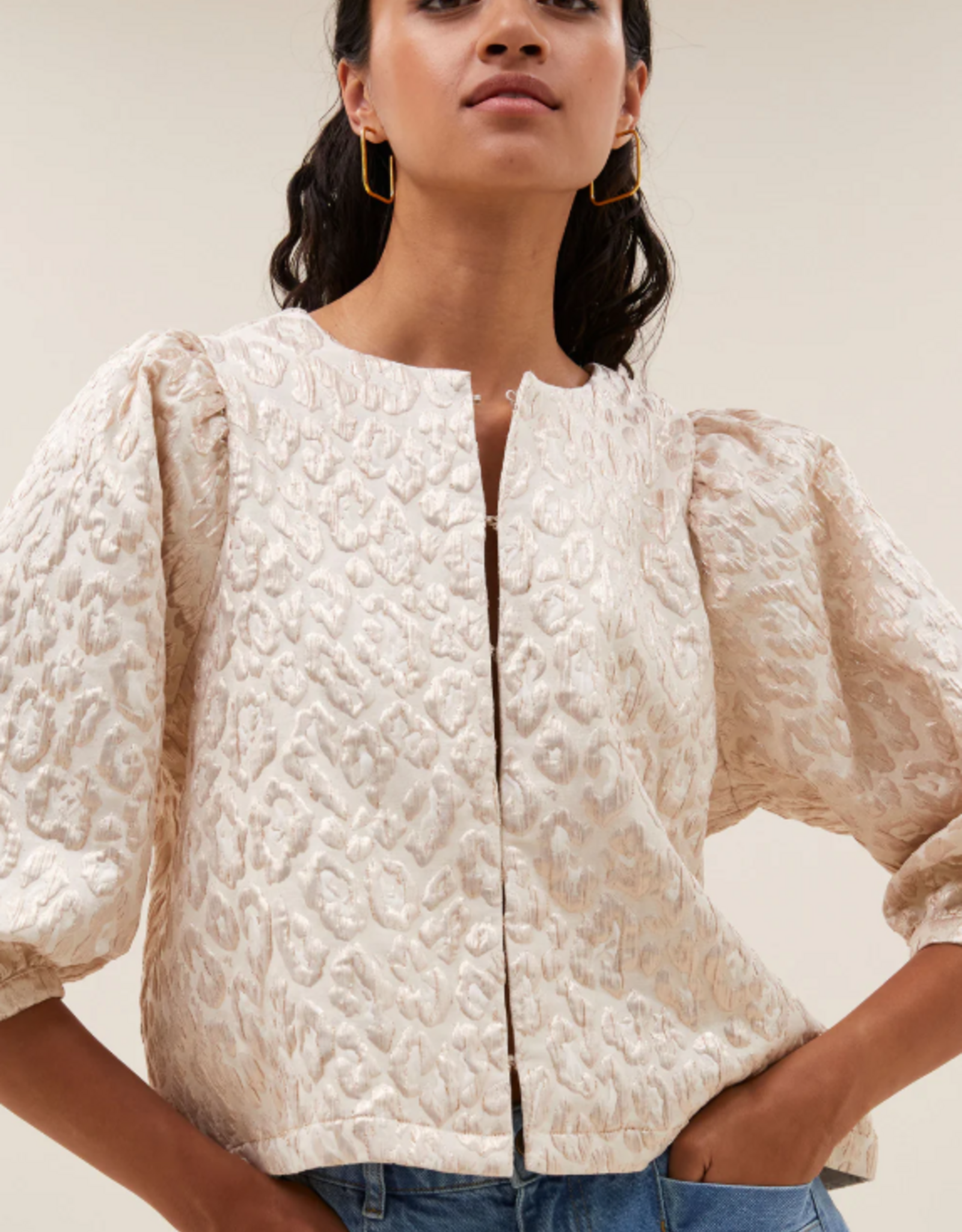 By Bar Mauri Sparkle Cheetah Blouse Champagne