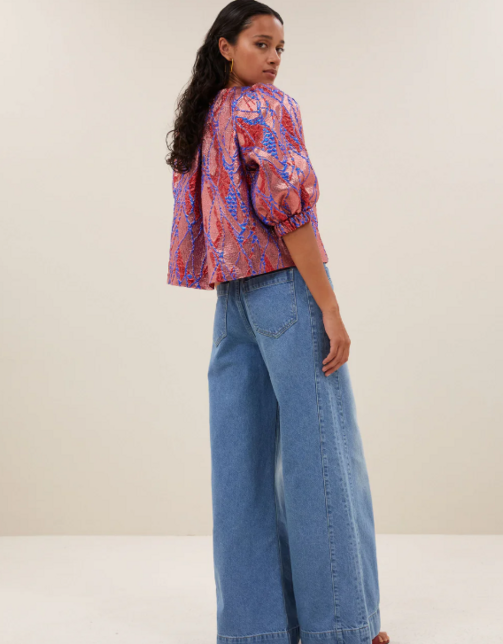 By Bar Mauri Jacquard Blouse Coral