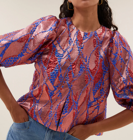 By Bar Mauri Jacquard Blouse Coral