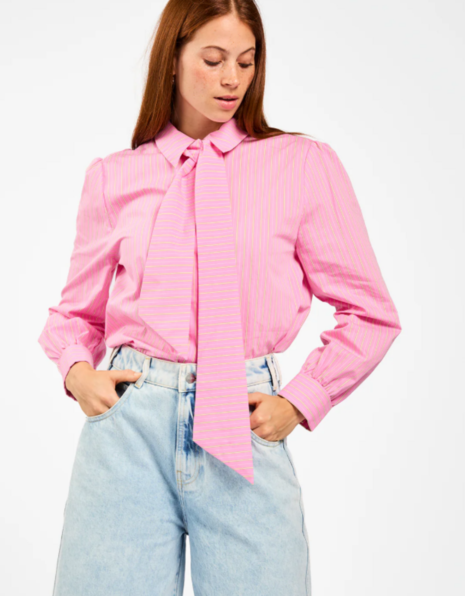 Aaiko Fenne Blouse Coloured Stripe Pink