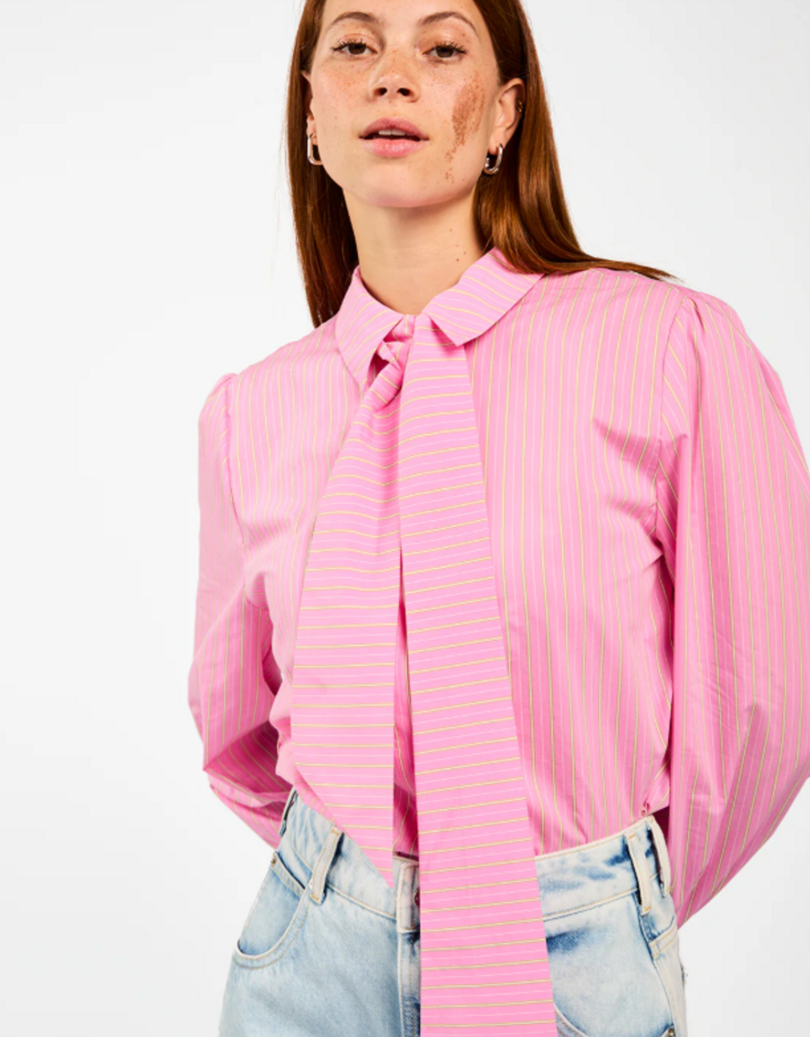 Aaiko Fenne Blouse Coloured Stripe Pink