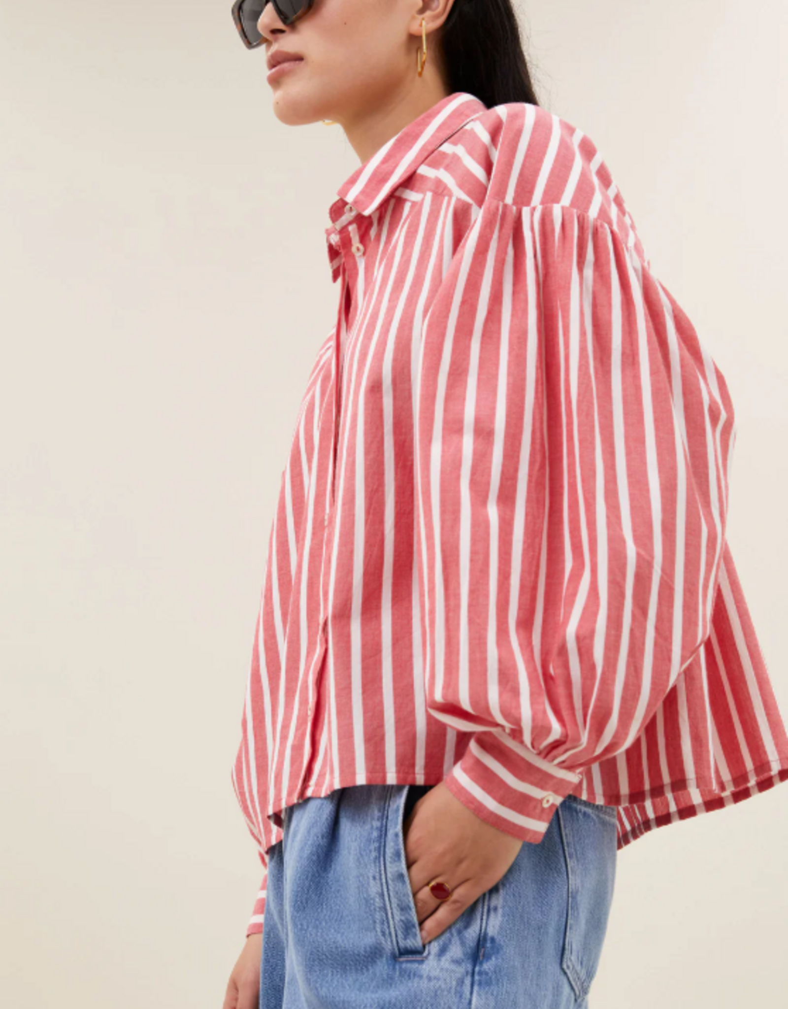 By Bar Sarah Short Red Stripe Blouse