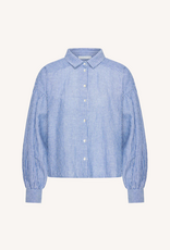 By Bar Sarah Short Linen Blouse Blue Stripe