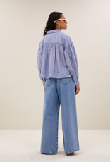By Bar Sarah Short Linen Blouse Blue Stripe